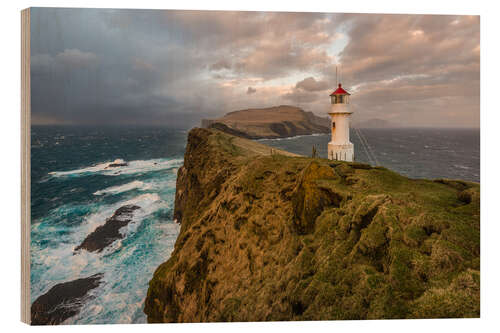 Tableau en bois Phare dans la tempête