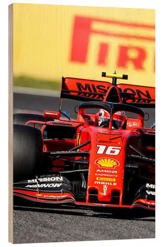 Stampa su legno Charles Leclerc, Ferrari SF90, Suzuka 2019