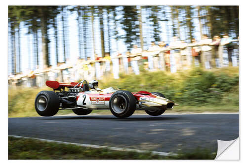 Selvklæbende plakat Jochen Rindt, Lotus 49B Ford, Formula1 Nürburgring 1969