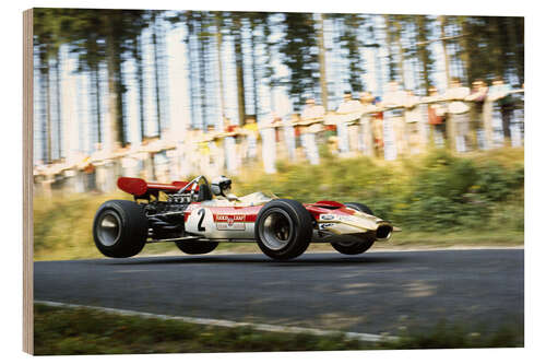 Wood print Jochen Rindt, Lotus 49B Ford, Formula1 Nürburgring 1969