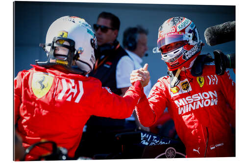 Galleritryk Sebastian Vettel and Charles Leclerc celebrate in Parc Ferme