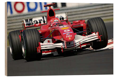 Tableau en bois Michael Schumacher, Ferrari F2005, Hongrie 2005