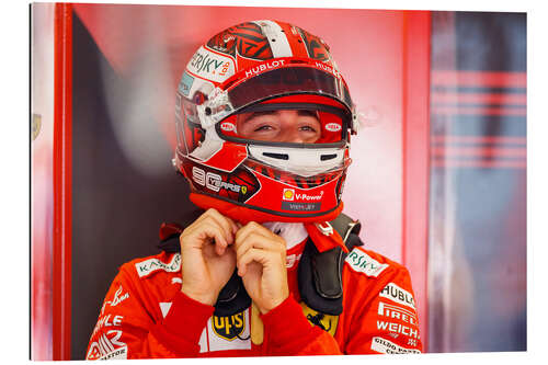 Galleritryk Charles Leclerc with helmet, Ferrari, Belgium 2019