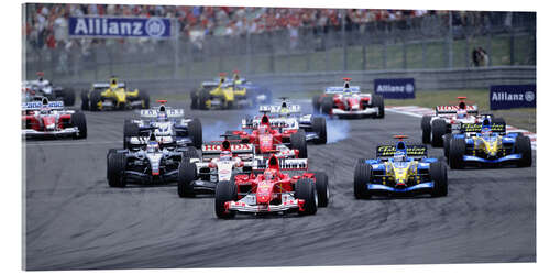 Stampa su vetro acrilico Michael Schumacher, Ferrari F2004 leads Jarno Trulli, 2004