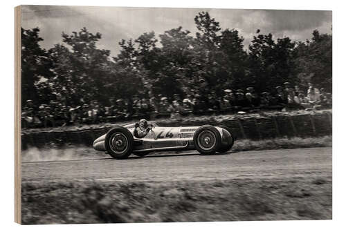 Hout print Rudolf Caracciola, Mercedes-Benz W154, French GP 1938