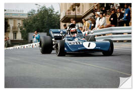 Selvklebende plakat Jackie Stewart, Tyrrell 004 Ford, F1 Monaco 1972