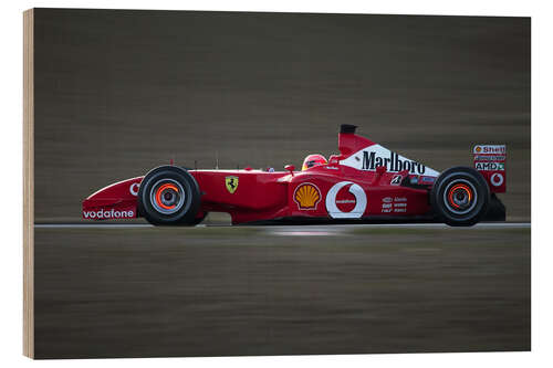 Quadro de madeira Michael Schumacher, Ferrari F2002, with brake discs glowing