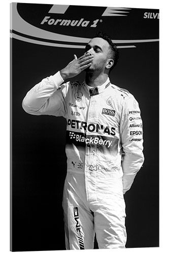 Acrylic print Race winner Lewis Hamilton in Silverstone 2015