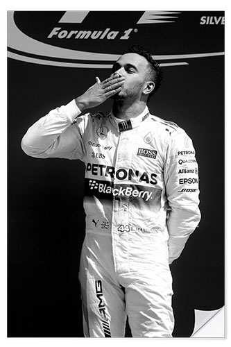 Selvklebende plakat Race winner Lewis Hamilton in Silverstone 2015