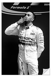 Selvklebende plakat Race winner Lewis Hamilton in Silverstone 2015