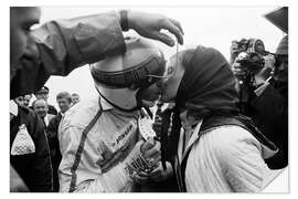 Selvklebende plakat Helen Stewart kisses her husband Jackie, F1 Netherlands 1968