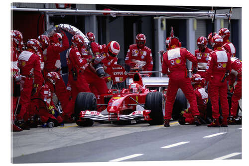 Acrylglasbild Ein Boxenstopp für Michael Schumacher, Ferrari F2004, Silverstone