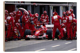 Hout print A pit stop for Michael Schumacher, Ferrari F2004, Silverstone