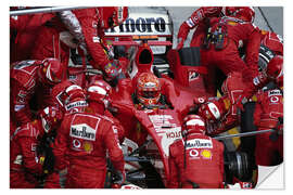 Selvklebende plakat Michael Schumacher, Ferrari F2004, pitstop Malaysian GP 2004