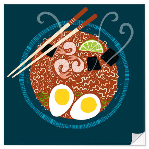 Autocolante decorativo Macarrão Ramen para o almoço