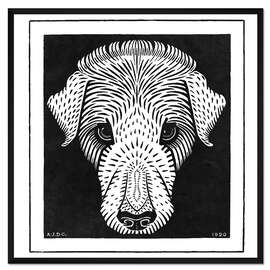 Gerahmter Kunstdruck Hundekopf