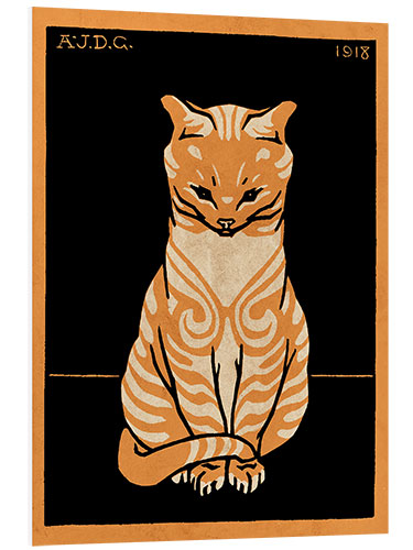 Foam board print Sitting Cat, Coloured