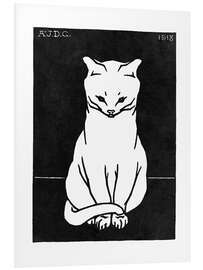 Foam board print Sitting cat, black and white