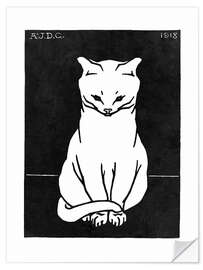 Selvklebende plakat Sitting cat, black and white