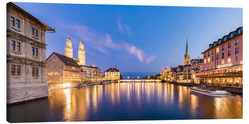 Tableau sur toile Vieille ville de Zurich le soir I