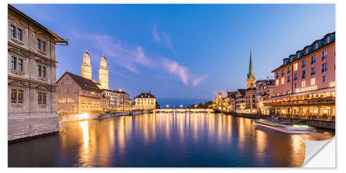 Selvklebende plakat Old Town of Zurich in the Evening I