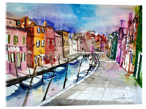 Acrylglasbild Burano, bunte Insel in Venedig