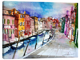 Canvastavla  Burano, färgglad ö i Venedig - Johann Pickl