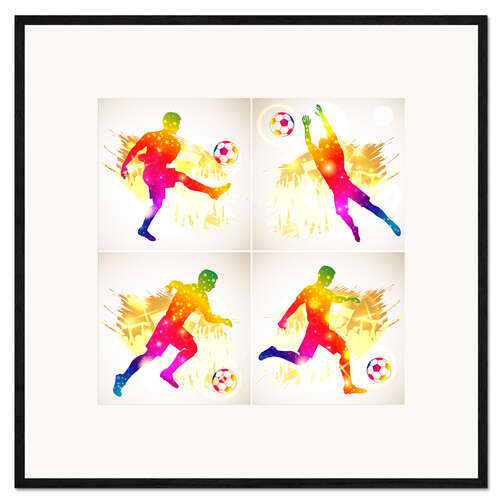 Impresión de arte enmarcada Soccer Players - Collage