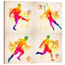 Quadro de madeira Soccer Players - Collage