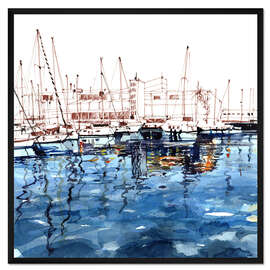 Gerahmter Kunstdruck Im Hafen von Barcelona