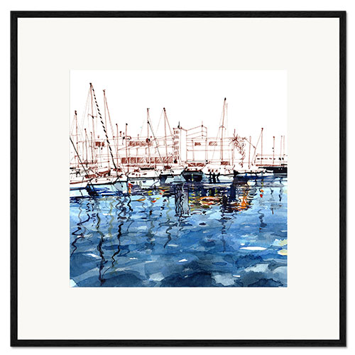 Stampa artistica con cornice Porto di Barcellona