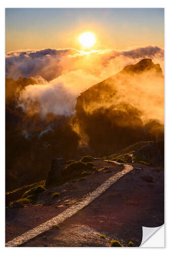 Självhäftande poster Mist mountains on Madeira