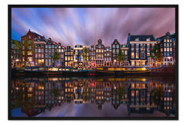 Gerahmter Kunstdruck Amsterdam bei Nacht
