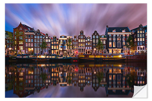 Wall sticker Amsterdam at night