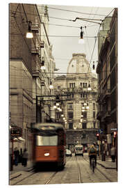 Tableau en plexi-alu Tram dans une rue de Milan