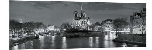 Alubild Notre-Dame und Eiffelturm in der Abenddämmerung