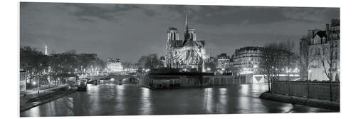 Foam board print Notre Dame and Eiffel Tower at dusk