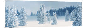 Tableau en aluminium Neige fraîche sur les sapins