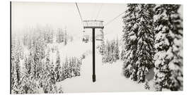 Aluminium print Chairlift and snow-covered trees