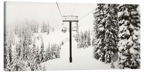 Lienzo Telesilla y árboles cubiertos de nieve.