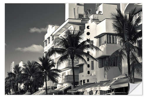 Selvklebende plakat Palm trees on Ocean Drive