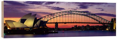 Wood print Harbor Bridge at sunset