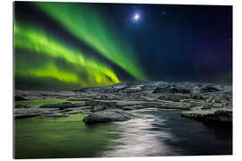 Gallery Print Mond und Aurora Borealis