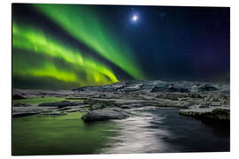 Magnettafel Mond und Aurora Borealis