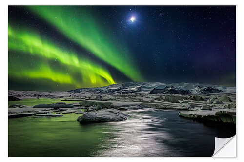 Wall sticker Moon and aurora borealis