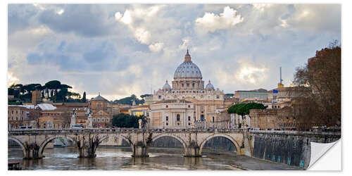 Adesivo murale Ponte degli Angeli sul Tevere con San Pietro sullo sfondo, Roma