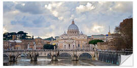 Selvklebende plakat Angel Bridge over Tiber with St. Peter in the background, Rome