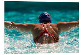 Print på skumplade Butterfly stroke of a young woman