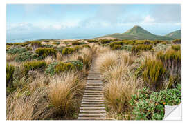 Selvklebende plakat Lonely hiking trail through national park