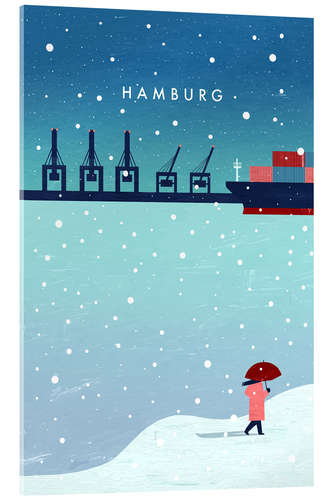 Acrylglasbild Hamburg – im Winter Illustration